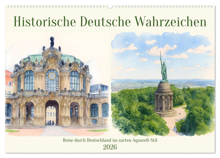 Historische Deutsche Wahrzeichen (Wandkalender 2026 DIN A2 quer) CALVENDO Monatskalender