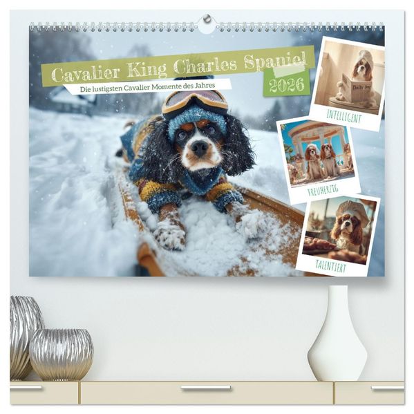 Cavalier King Charles Spaniel. Die lustigsten Cavalier Momente des Jahres. (hochwertiger Premium Wandkalender 2026 DIN A2 quer) Kunstdruck in Hochglanz