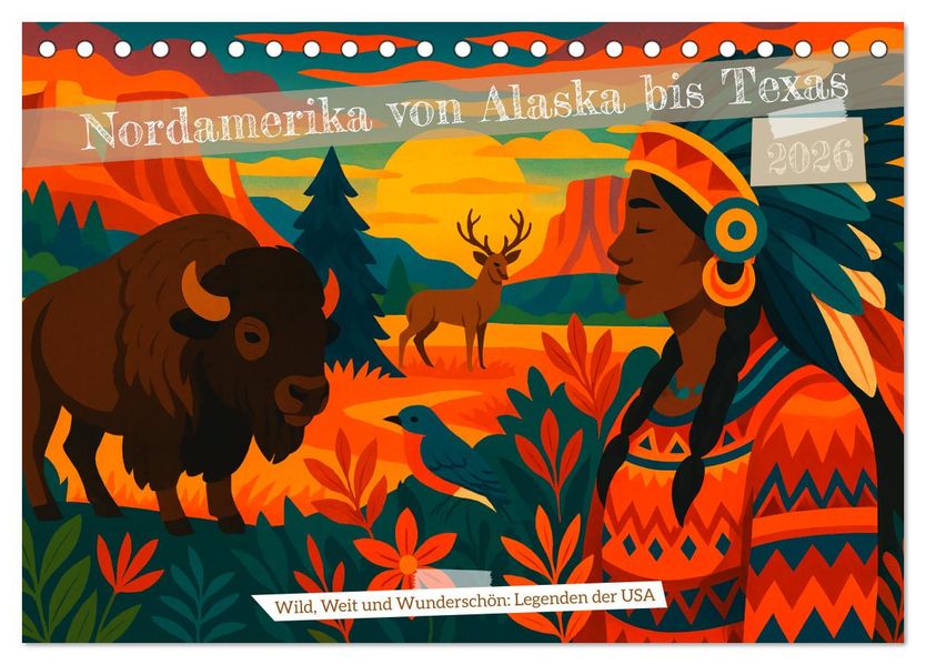 Nordamerika von Alaska bis Texas - Wild Weit und Wunderschön (Tischkalender 2026 DIN A5 quer) CALVENDO Monatskalender