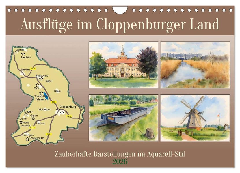 Ausflüge im Cloppenburger Land (Wandkalender 2026 DIN A4 quer) CALVENDO Monatskalender