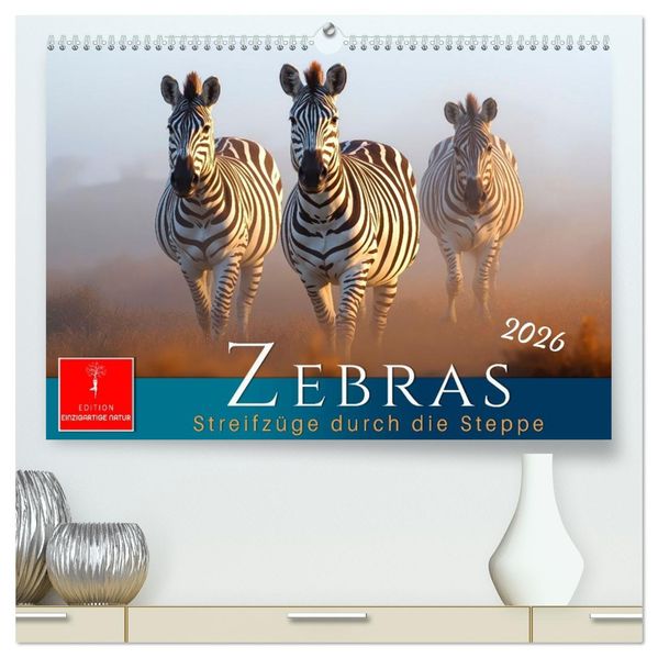 Zebras - Streifzüge durch die Steppe (hochwertiger Premium Wandkalender 2026 DIN A2 quer) Kunstdruck in Hochglanz