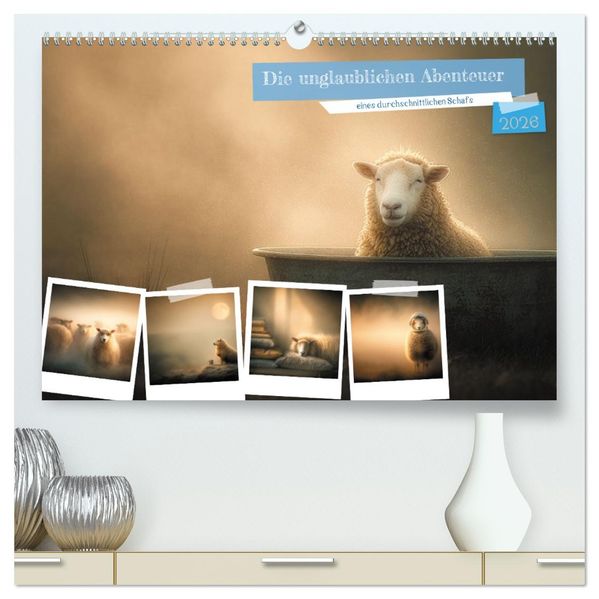Die unglaublichen Abenteuer eines durchschnittlichen Schafs (hochwertiger Premium Wandkalender 2026 DIN A2 quer) Kunstdruck in Hochglanz