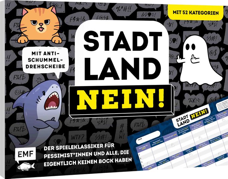 Stadt Land NEIN! - Der Spieleklassiker für Pessimist*innen und alle die eigentlich keinen Bock haben