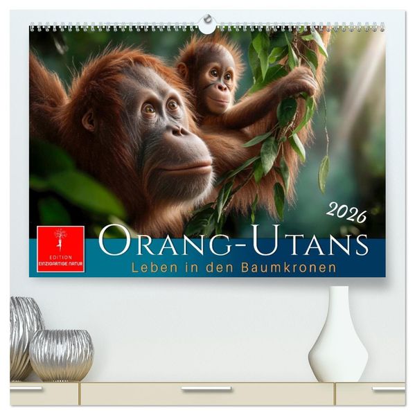 Orang Utans - Leben in den Baumkronen (hochwertiger Premium Wandkalender 2026 DIN A2 quer) Kunstdruck in Hochglanz