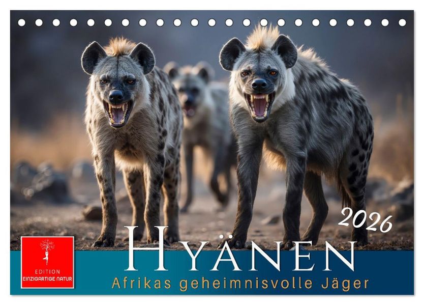 Hyänen - Afrikas geheimnisvolle Jäger (Tischkalender 2026 DIN A5 quer) CALVENDO Monatskalender