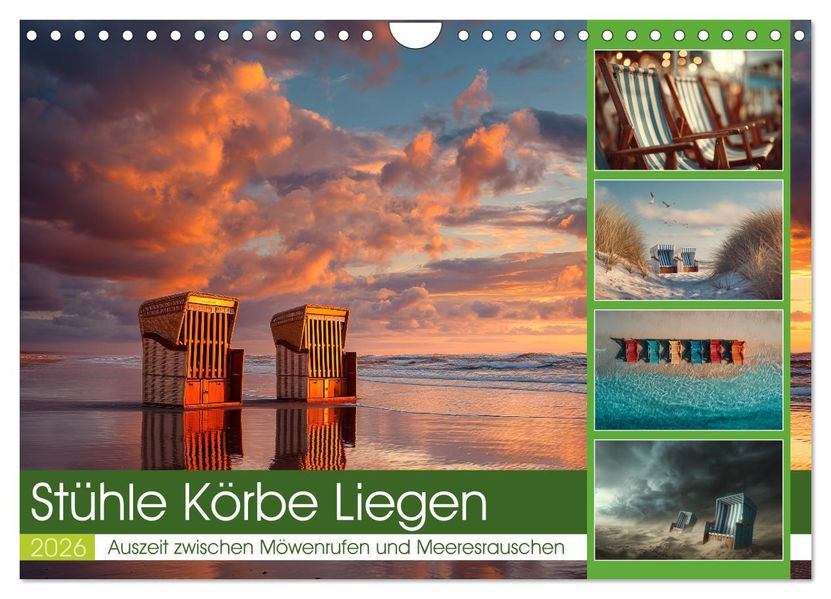 Stühle Körbe Liegen (Wandkalender 2026 DIN A4 quer) CALVENDO Monatskalender