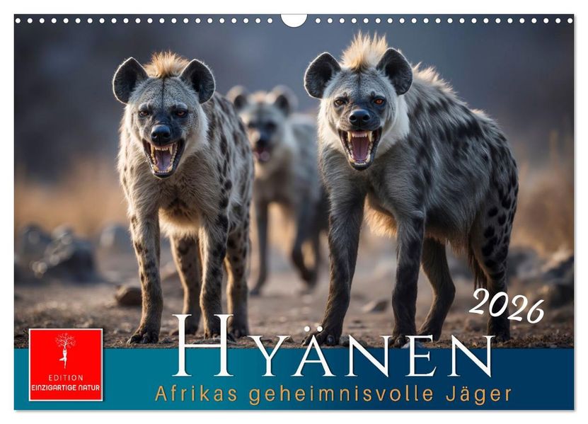 Hyänen - Afrikas geheimnisvolle Jäger (Wandkalender 2026 DIN A3 quer) CALVENDO Monatskalender