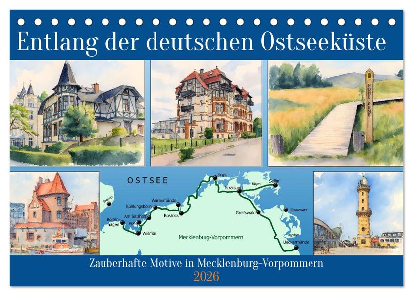 Entlang der deutschen Ostseeküste (Tischkalender 2026 DIN A5 quer) CALVENDO Monatskalender