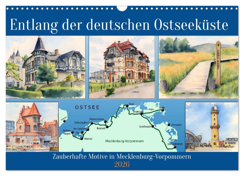 Entlang der deutschen Ostseeküste (Wandkalender 2026 DIN A3 quer) CALVENDO Monatskalender