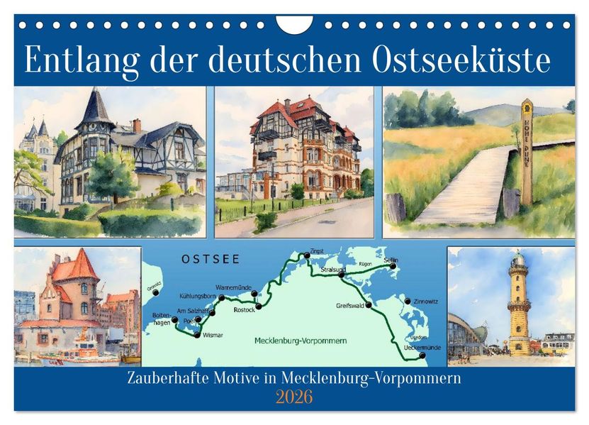 Entlang der deutschen Ostseeküste (Wandkalender 2026 DIN A4 quer) CALVENDO Monatskalender