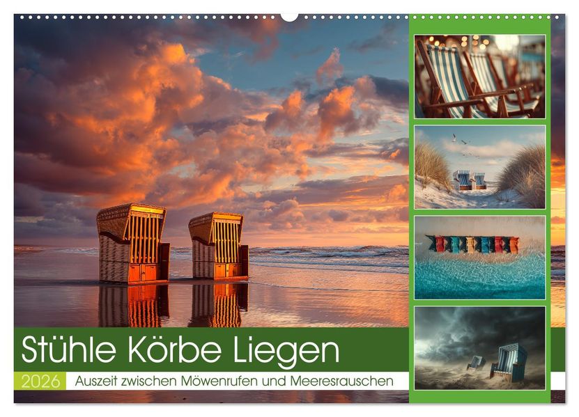 Stühle Körbe Liegen (Wandkalender 2026 DIN A2 quer) CALVENDO Monatskalender