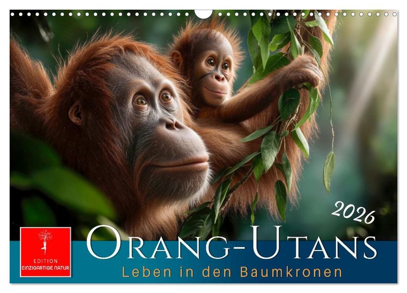 Orang Utans - Leben in den Baumkronen (Wandkalender 2026 DIN A3 quer) CALVENDO Monatskalender