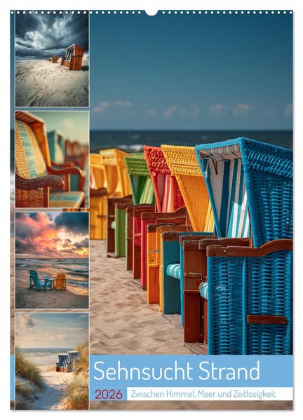 Sehnsucht Strand (Wandkalender 2026 DIN A2 hoch) CALVENDO Monatskalender