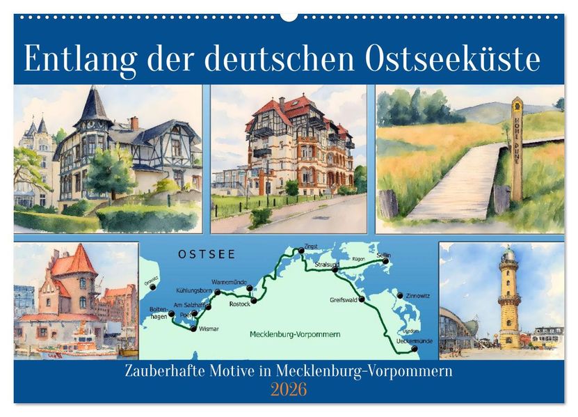 Entlang der deutschen Ostseeküste (Wandkalender 2026 DIN A2 quer) CALVENDO Monatskalender
