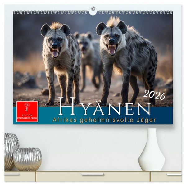 Hyänen - Afrikas geheimnisvolle Jäger (hochwertiger Premium Wandkalender 2026 DIN A2 quer) Kunstdruck in Hochglanz
