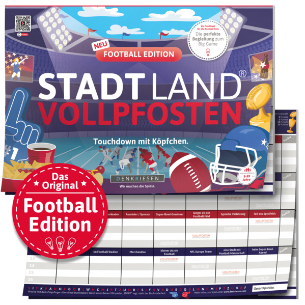 DENKRIESEN - STADT LAND VOLLPFOSTEN® - FOOTBALL EDITION - 'Touchdown mit Köpfchen.' - A4