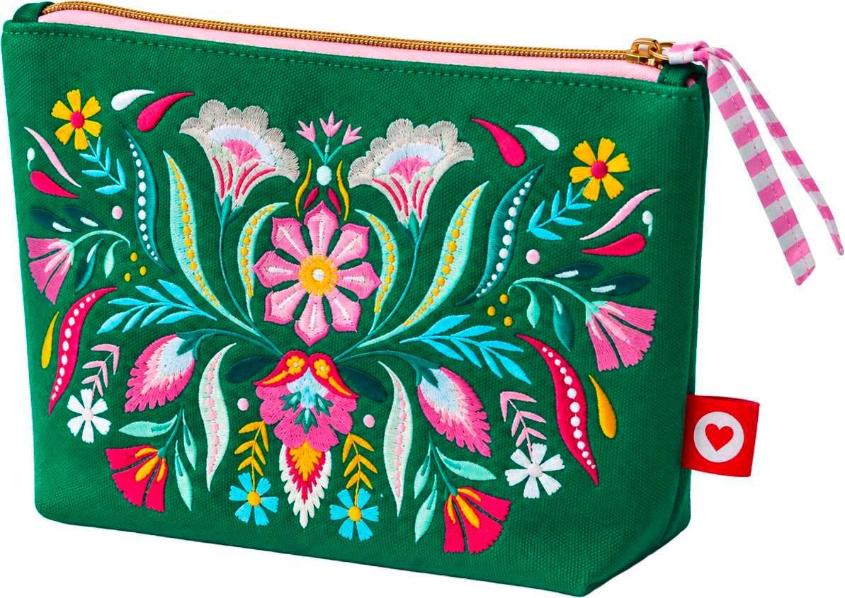Fiesta del Sol Accessoirestasche bestickt 18 x 24 cm grün