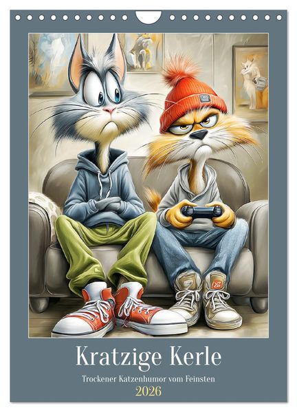 Kratzige Kerle. Trockener Katzenhumor vom Feinsten (Wandkalender 2026 DIN A4 hoch) CALVENDO Monatskalender