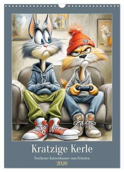 Kratzige Kerle. Trockener Katzenhumor vom Feinsten (Wandkalender 2026 DIN A3 hoch) CALVENDO Monatskalender