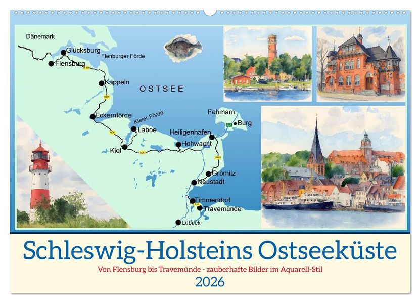 Schleswig-Holsteins Ostseeküste (Wandkalender 2026 DIN A2 quer) CALVENDO Monatskalender