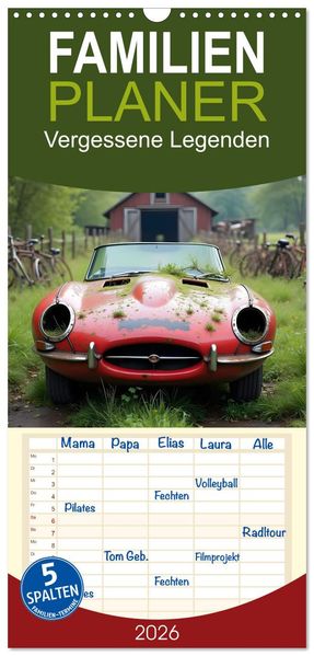 Familienplaner 2026 - Vergessene Legenden mit 5 Spalten (Wandkalender 21 x 45 cm) CALVENDO