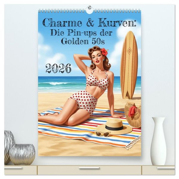 Charme & Kurven: Die Pin-ups der Golden 50s (hochwertiger Premium Wandkalender 2026 DIN A2 hoch) Kunstdruck in Hochglanz