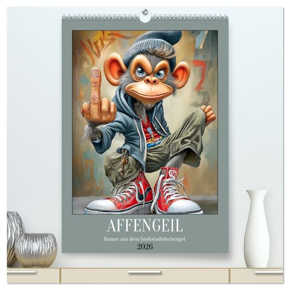 Affengeil. Humor aus dem Großstadtdschungel (hochwertiger Premium Wandkalender 2026 DIN A2 hoch) Kunstdruck in Hochglanz