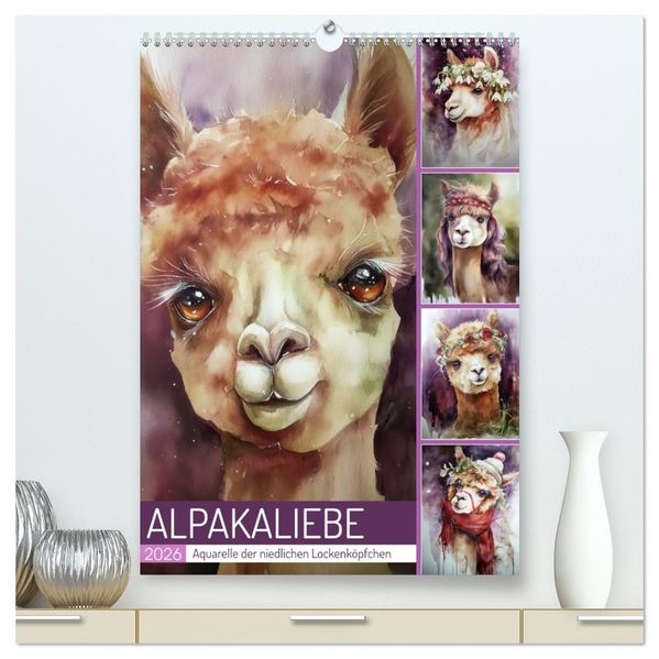 Alpakaliebe (hochwertiger Premium Wandkalender 2026 DIN A2 hoch) Kunstdruck in Hochglanz