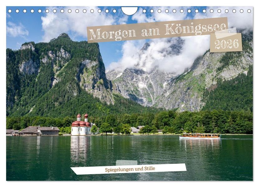 Morgen am Königssee - Spiegelungen und Stille (Wandkalender 2026 DIN A4 quer) CALVENDO Monatskalender