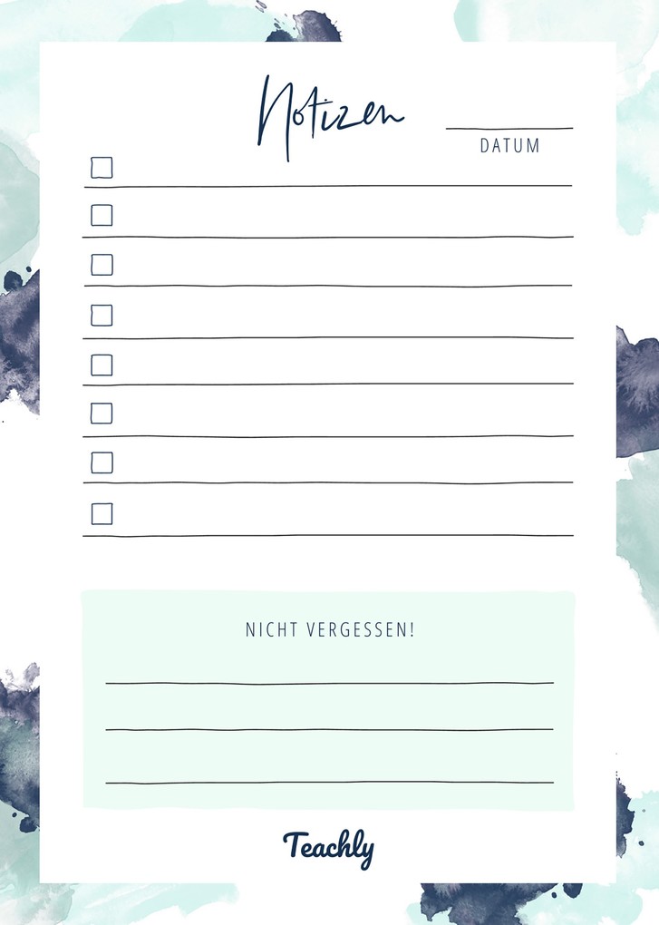 Teachly Notizblock A6 50 Blatt Mint