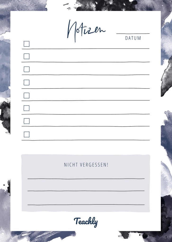 Teachly Notizblock A6 50 Blatt Blau