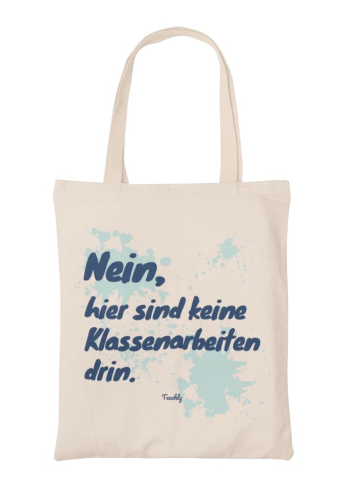 Teachly Baumwolltasche 'Nein hier sind keine Klassenarbeiten drin' - Mint