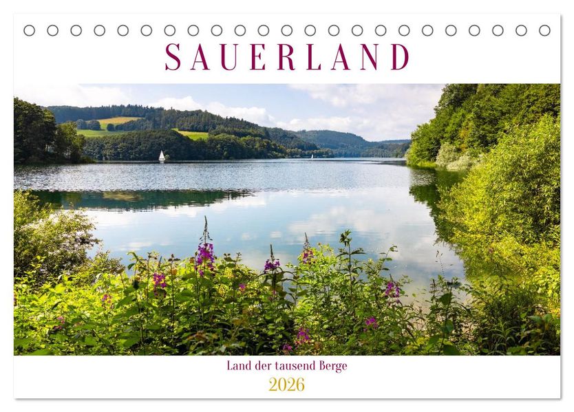 Sauerland - Land der tausend Berge (Tischkalender 2026 DIN A5 quer) CALVENDO Monatskalender