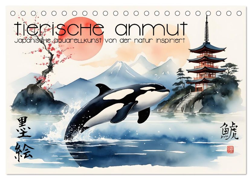 Tierische Anmut - japanische Aquarellkunst von der Natur inspiriert (Tischkalender 2026 DIN A5 quer) CALVENDO Monatskalender