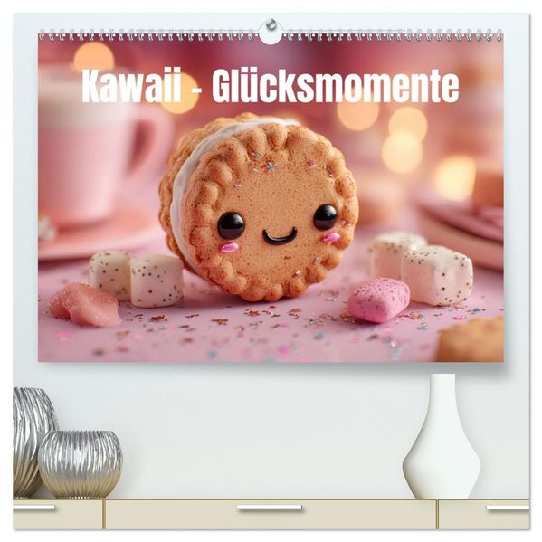 Kawaii-Glücksmomente (hochwertiger Premium Wandkalender 2026 DIN A2 quer) Kunstdruck in Hochglanz