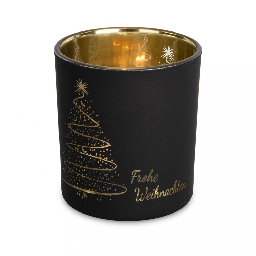Teelichtglas mit Weihnachtsdesign Glas 7x8cm 1