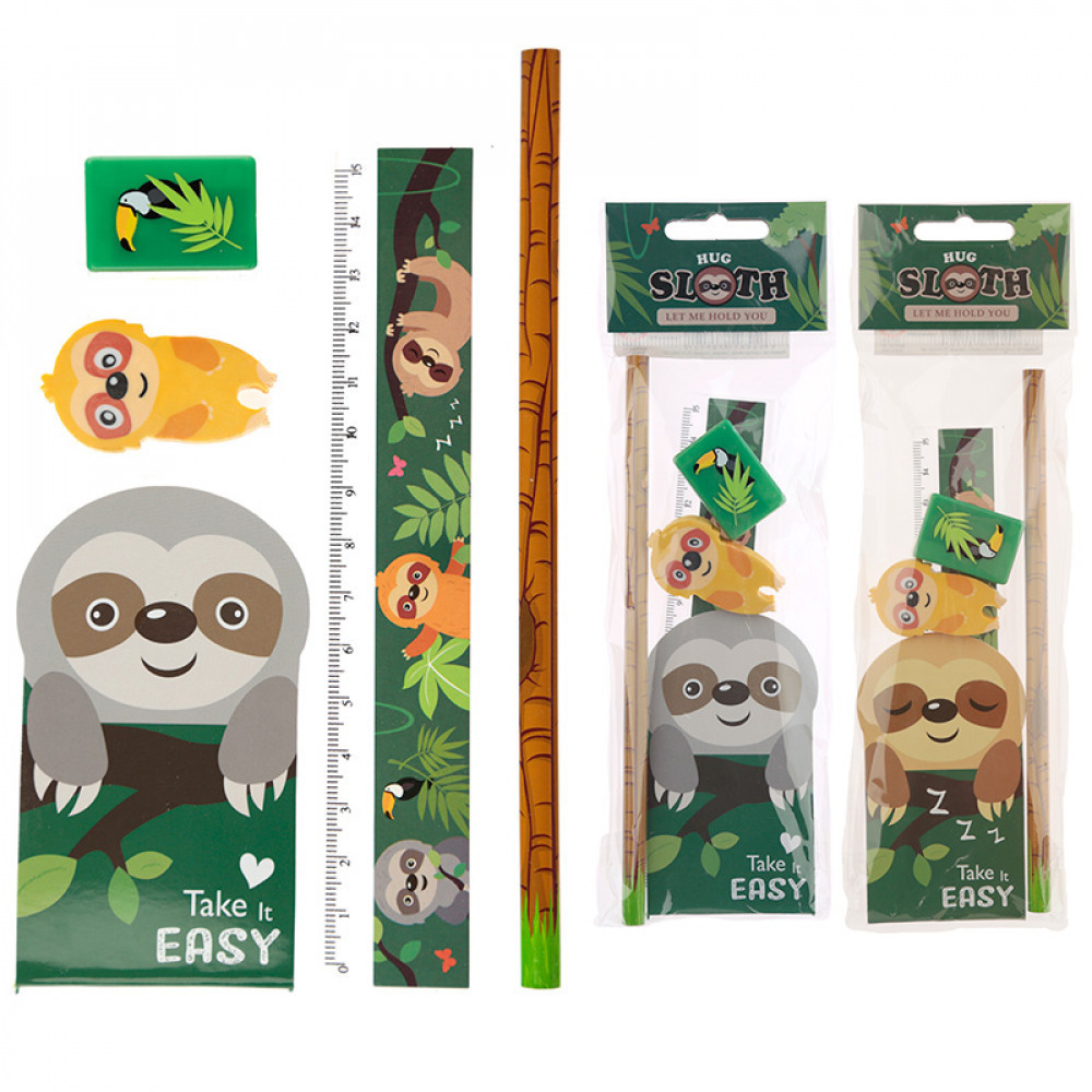 4er-Set Faultier-Baer-Briefpapier-Set