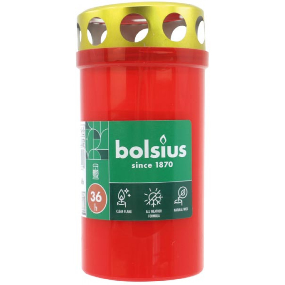 Grablicht Brenner Nr 3 rot mit Golddeckel 11x55cm