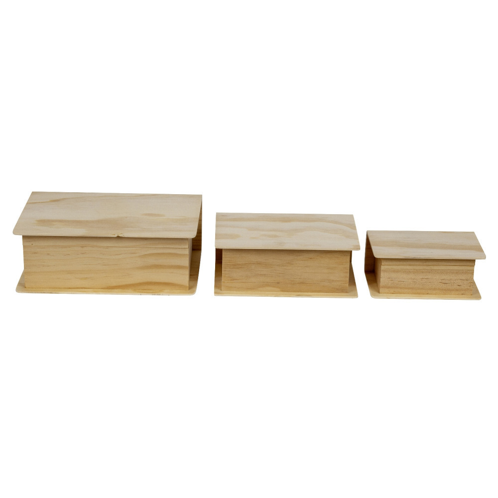 3er-Set Buecher Boxen h=5 + 63 + 72cm b=12 + 16 +