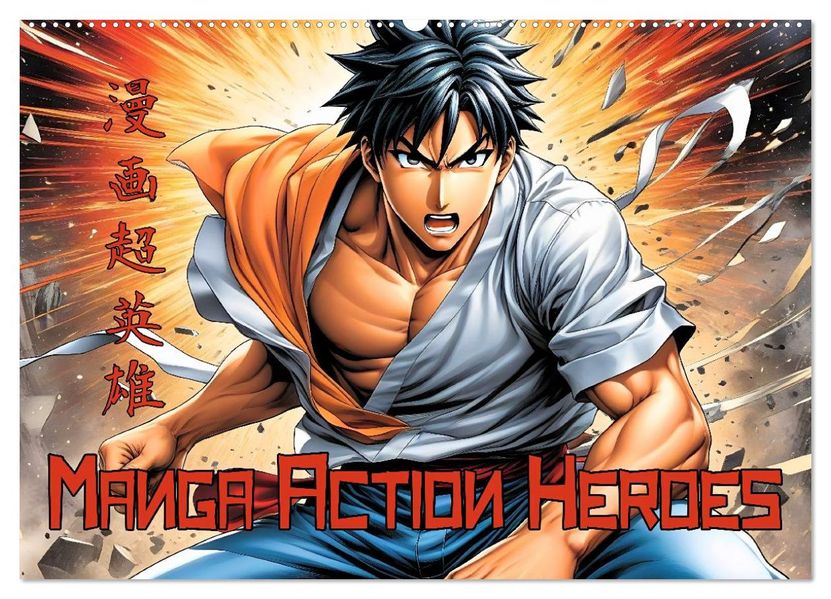 Manga Action Heroes (Wandkalender 2026 DIN A2 quer) CALVENDO Monatskalender