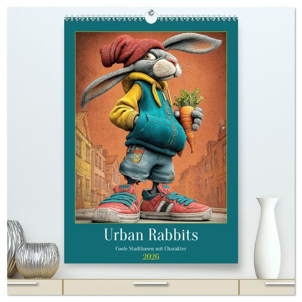 Urban Rabbits. Coole Stadthasen mit Charakter (hochwertiger Premium Wandkalender 2026 DIN A2 hoch) Kunstdruck in Hochglanz
