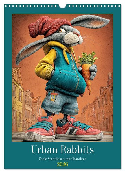 Urban Rabbits. Coole Stadthasen mit Charakter (Wandkalender 2026 DIN A3 hoch) CALVENDO Monatskalender