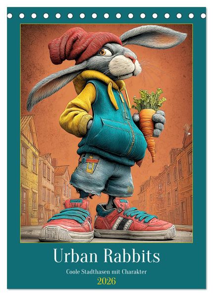 Urban Rabbits. Coole Stadthasen mit Charakter (Tischkalender 2026 DIN A5 hoch) CALVENDO Monatskalender