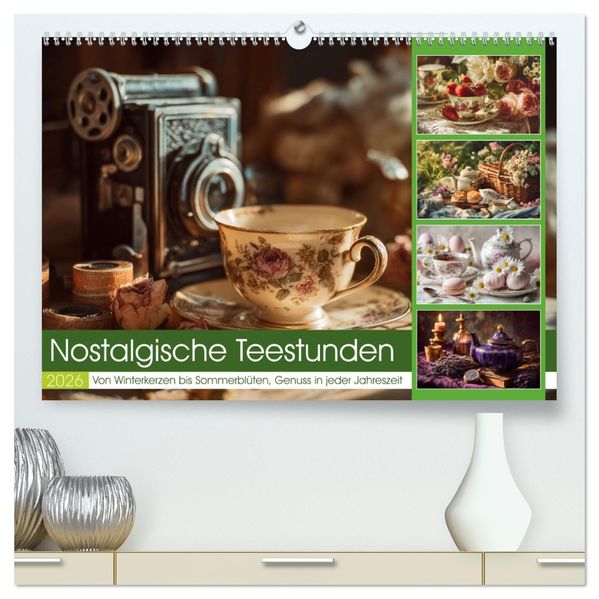 Nostalgische Teestunden (hochwertiger Premium Wandkalender 2026 DIN A2 quer) Kunstdruck in Hochglanz