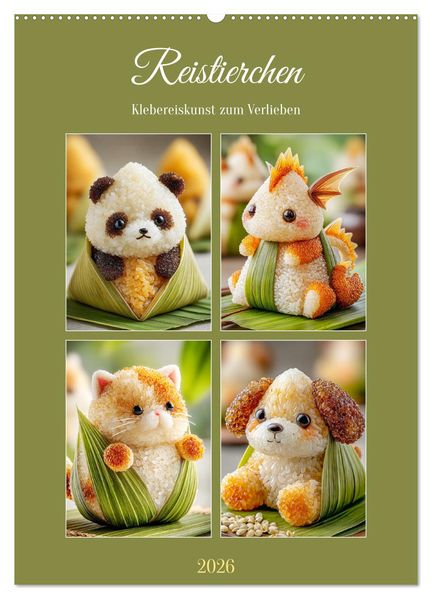 Reistierchen. Klebereiskunst zum Verlieben (Wandkalender 2026 DIN A2 hoch) CALVENDO Monatskalender