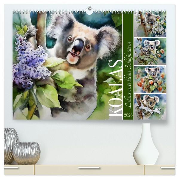 Koalas liebenswerte kleine Schlafmützen (hochwertiger Premium Wandkalender 2026 DIN A2 quer) Kunstdruck in Hochglanz