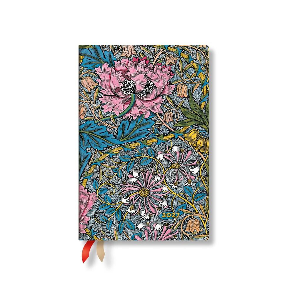 2027 Morris Pink Honeysuckle Mini Hardcover 12-Month Daily Planner 416pg 80gsm by Paperblanks (William Morris)