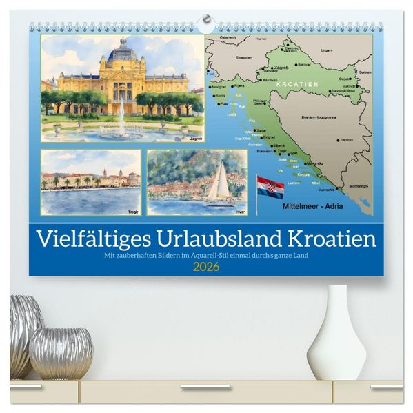 Vielfältiges Urlaubsland Kroatien (hochwertiger Premium Wandkalender 2026 DIN A2 quer) Kunstdruck in Hochglanz