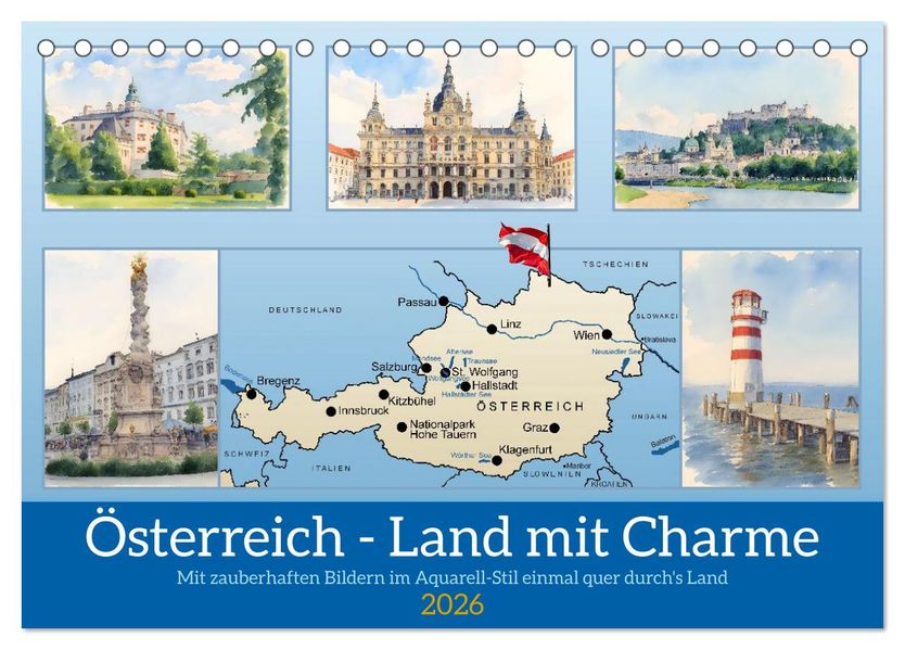 Österreich - Land mit Charme (Tischkalender 2026 DIN A5 quer) CALVENDO Monatskalender