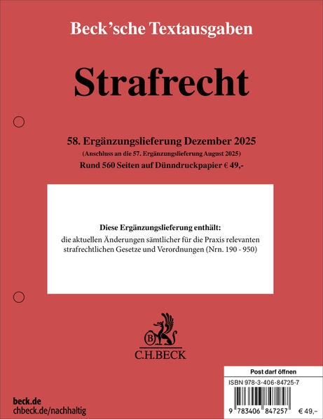 Strafrecht 58. Ergänzungslieferung
